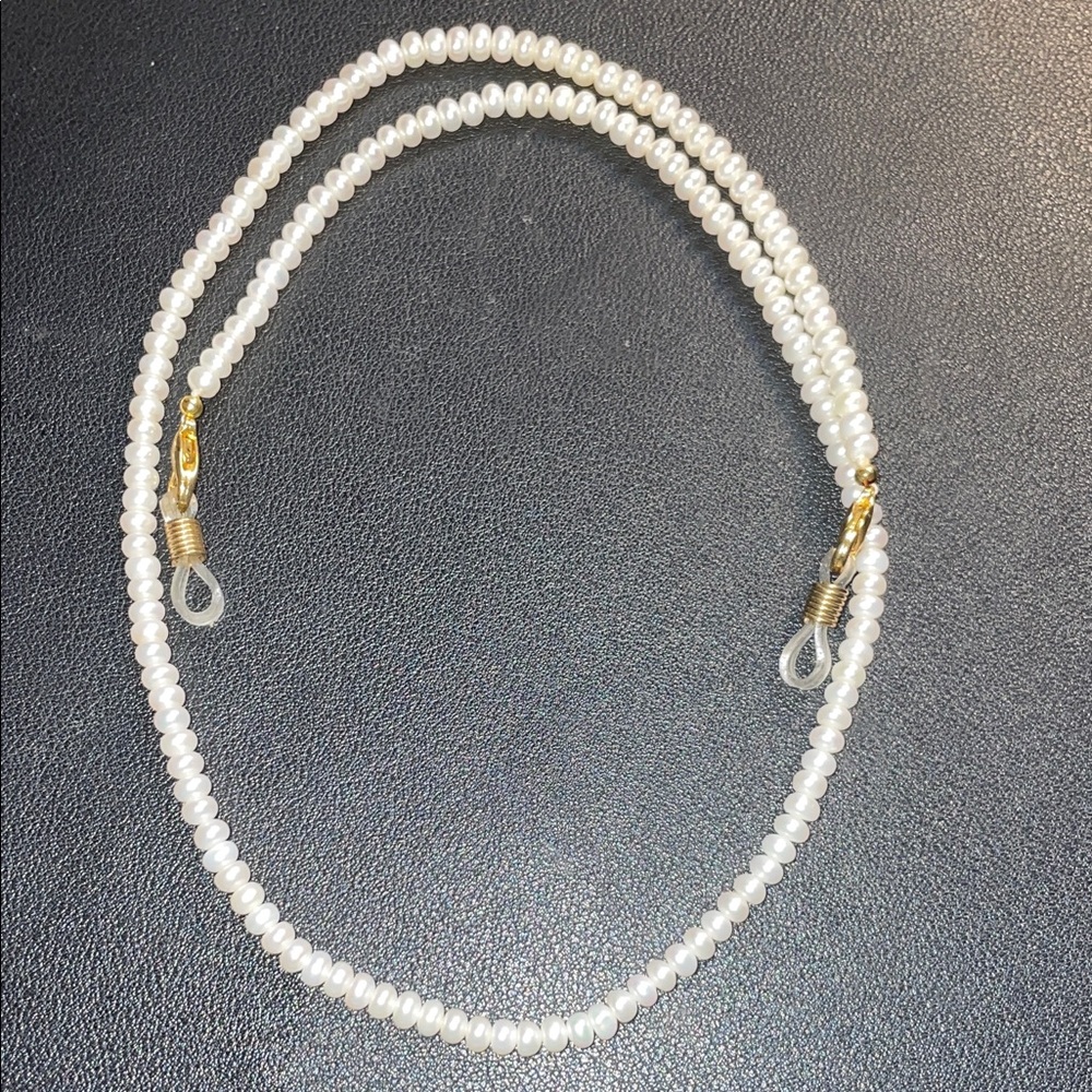 Elegant White Pearl Eyeglass Chain or Necklace 22”